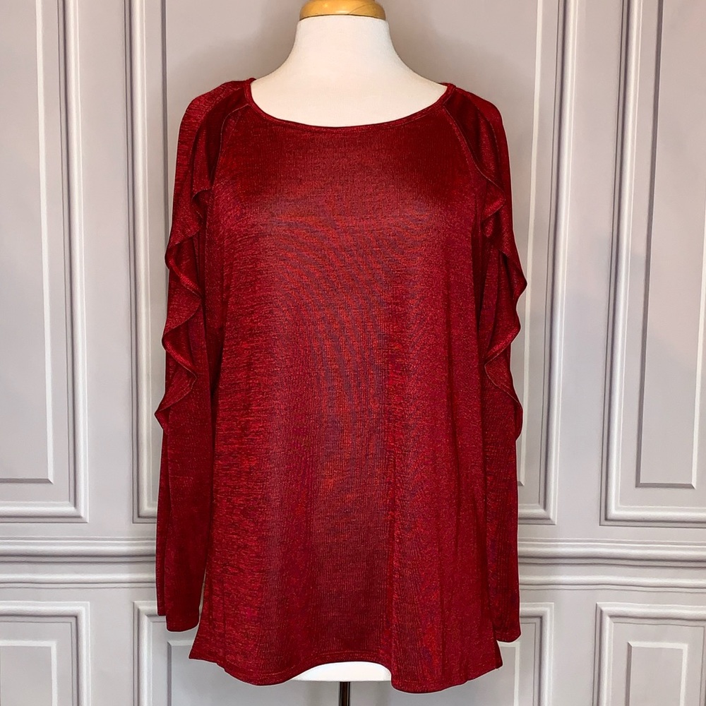 ALYX red long sleeve raglan with ruffle detail XXL